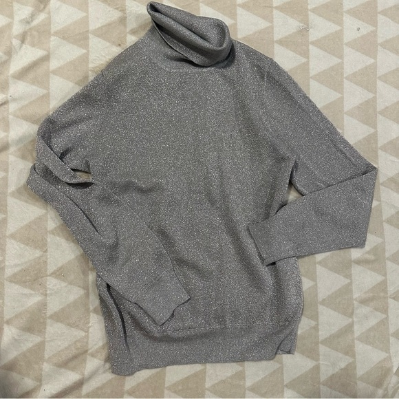 NWOT j crew Turtleneck sweater in metallic knit - Picture 2 of 3